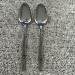 Vintage Madeira Japan Stainless Steel Teaspoons Set of 2 MCM Floral Pattern
